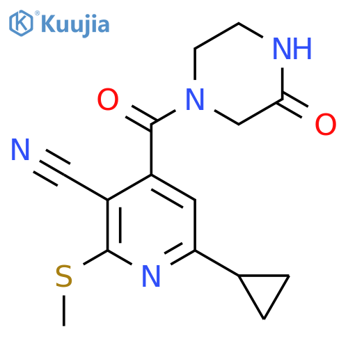 6-Cyclopropyl-2-methylsulfanyl-4-(3-oxopiperazine-1-carbonyl)pyridine-3-carbonitrile structure