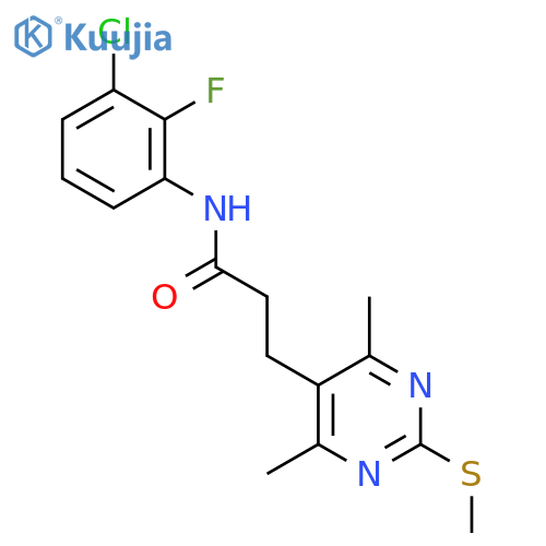 N-(3-chloro-2-fluorophenyl)-3-[4,6-dimethyl-2-(methylsulfanyl)pyrimidin-5-yl]propanamide structure