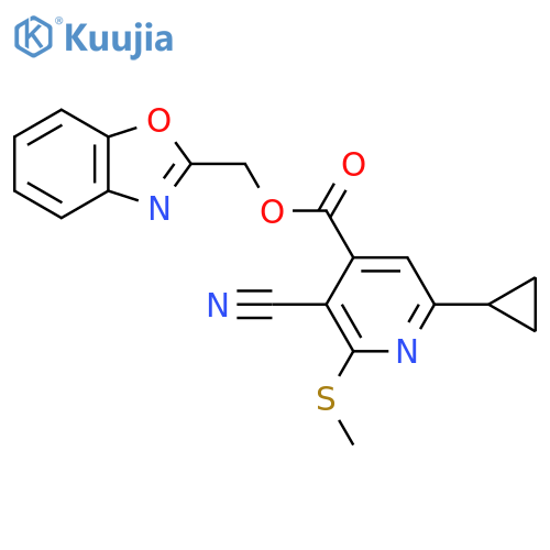 (1,3-Benzoxazol-2-yl)methyl 3-cyano-6-cyclopropyl-2-(methylsulfanyl)pyridine-4-carboxylate structure