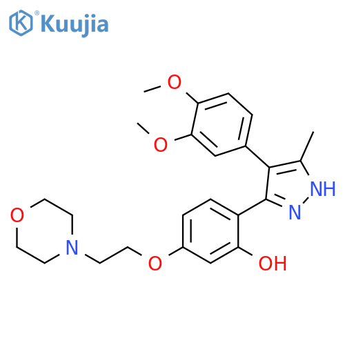 2-[4-(3,4-dimethoxyphenyl)-5-methyl-1H-pyrazol-3-yl]-5-[2-(morpholin-4-yl)ethoxy]phenol structure