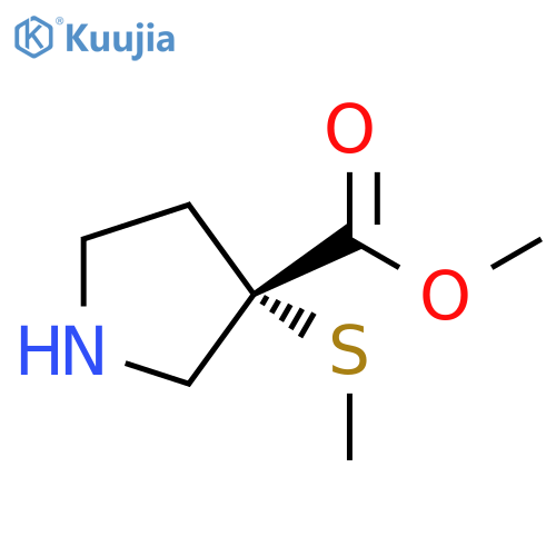 methyl(S)-3-(methylthio)pyrrolidine-3-carboxylate structure