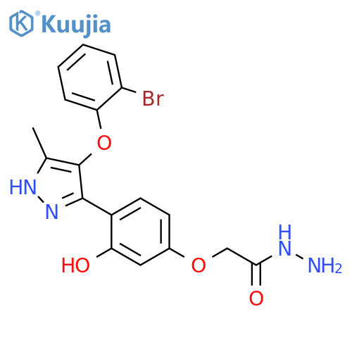 2-{4-[4-(2-bromophenoxy)-5-methyl-1H-pyrazol-3-yl]-3-hydroxyphenoxy}acetohydrazide structure