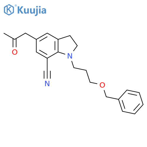 1-[3-(benzyloxy)propyl]-5-(2-oxopropyl)-2,3-dihydro-1H-indole-7-carbonitrile structure