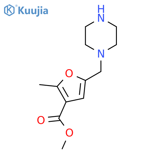 methyl 2-methyl-5-(piperazin-1-yl)methylfuran-3-carboxylate structure