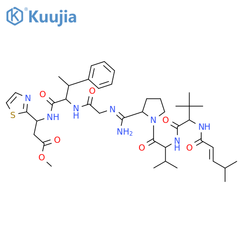b-Alanine,N-[(2S)-1-amino-2-[(glycyl-L-prolyl-L-valyl)amino]-3,3-dimethylbutylidene]-3-methyl-L-valyl-(bS)-b-methyl-L-phenylalanyl-3-(2-thiazolyl)-, methyl ester,cyclic (1&reg;1')-imine, (3R)- structure