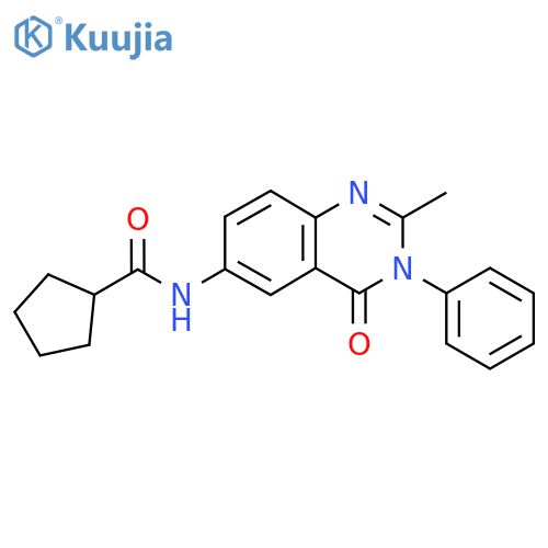 N-(2-methyl-4-oxo-3-phenyl-3,4-dihydroquinazolin-6-yl)cyclopentanecarboxamide structure