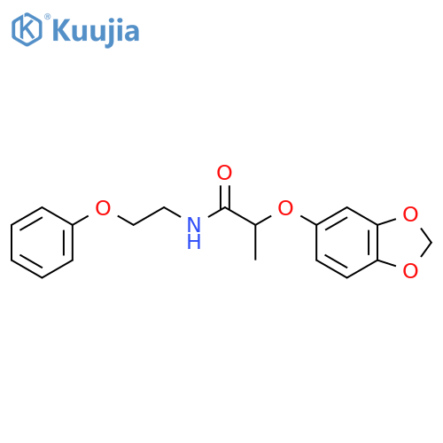 2-(2H-1,3-benzodioxol-5-yloxy)-N-(2-phenoxyethyl)propanamide structure