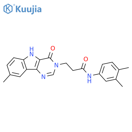 N-(3,4-dimethylphenyl)-3-{8-methyl-4-oxo-3H,4H,5H-pyrimido[5,4-b]indol-3-yl}propanamide structure
