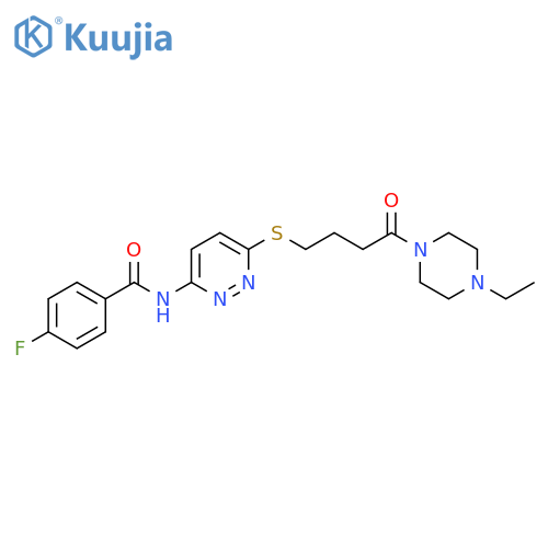 N-(6-{4-(4-ethylpiperazin-1-yl)-4-oxobutylsulfanyl}pyridazin-3-yl)-4-fluorobenzamide structure