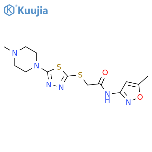 N-(5-methyl-1,2-oxazol-3-yl)-2-{5-(4-methylpiperazin-1-yl)-1,3,4-thiadiazol-2-ylsulfanyl}acetamide structure