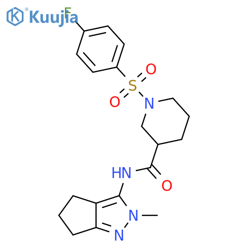 1-(4-fluorobenzenesulfonyl)-N-{2-methyl-2H,4H,5H,6H-cyclopentacpyrazol-3-yl}piperidine-3-carboxamide structure