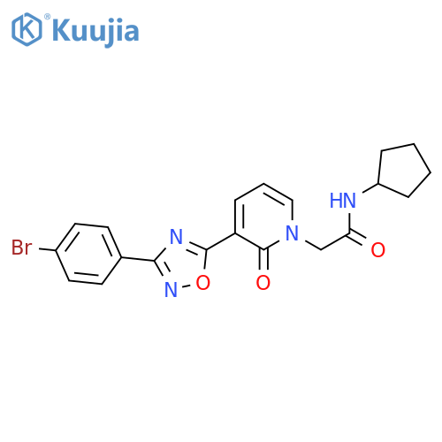 2-{3-[3-(4-bromophenyl)-1,2,4-oxadiazol-5-yl]-2-oxo-1,2-dihydropyridin-1-yl}-N-cyclopentylacetamide structure