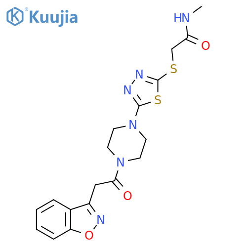 2-(5-{4-2-(1,2-benzoxazol-3-yl)acetylpiperazin-1-yl}-1,3,4-thiadiazol-2-yl)sulfanyl-N-methylacetamide structure