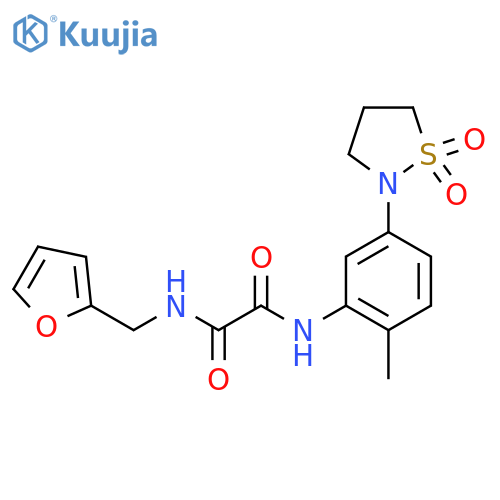 N'-[5-(1,1-dioxo-1lambda6,2-thiazolidin-2-yl)-2-methylphenyl]-N-[(furan-2-yl)methyl]ethanediamide structure