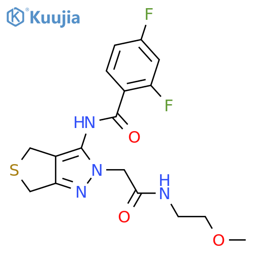 2,4-difluoro-N-(2-{(2-methoxyethyl)carbamoylmethyl}-2H,4H,6H-thieno3,4-cpyrazol-3-yl)benzamide structure