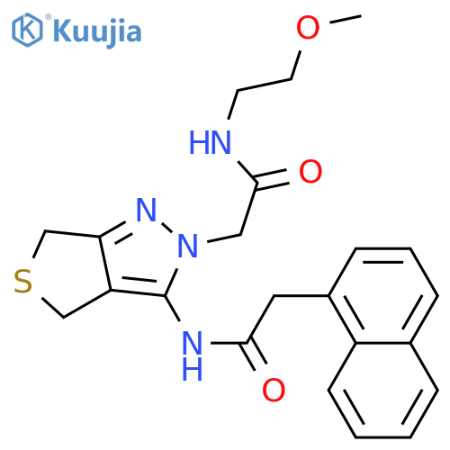 N-(2-methoxyethyl)-2-{3-2-(naphthalen-1-yl)acetamido-2H,4H,6H-thieno3,4-cpyrazol-2-yl}acetamide structure