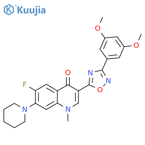 3-[3-(3,5-dimethoxyphenyl)-1,2,4-oxadiazol-5-yl]-6-fluoro-1-methyl-7-(piperidin-1-yl)-1,4-dihydroquinolin-4-one structure