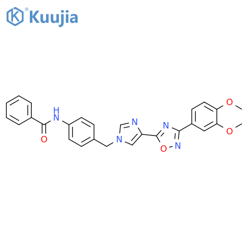 N-[4-({4-[3-(3,4-dimethoxyphenyl)-1,2,4-oxadiazol-5-yl]-1H-imidazol-1-yl}methyl)phenyl]benzamide structure