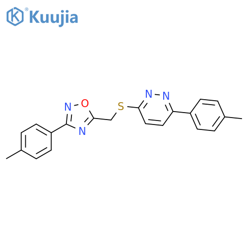 3-(4-methylphenyl)-6-({[3-(4-methylphenyl)-1,2,4-oxadiazol-5-yl]methyl}sulfanyl)pyridazine structure