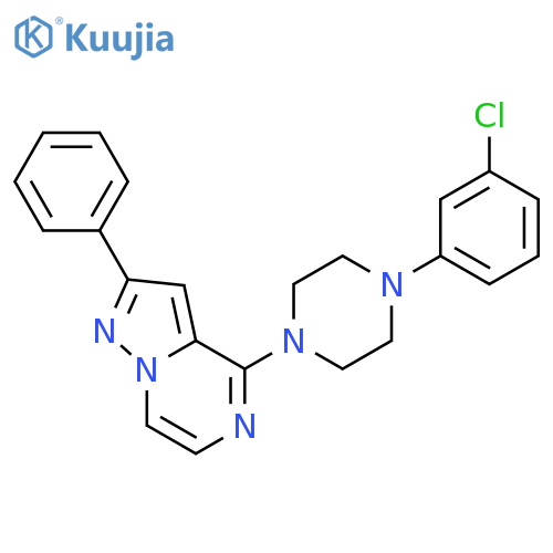 1-(3-chlorophenyl)-4-{2-phenylpyrazolo[1,5-a]pyrazin-4-yl}piperazine structure
