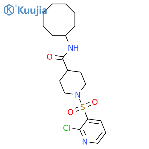 1-(2-chloropyridin-3-yl)sulfonyl-N-cyclooctylpiperidine-4-carboxamide structure