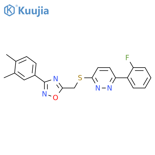 3-({[3-(3,4-dimethylphenyl)-1,2,4-oxadiazol-5-yl]methyl}sulfanyl)-6-(2-fluorophenyl)pyridazine structure