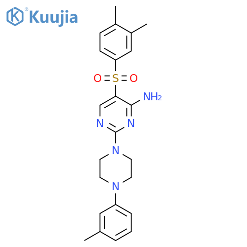 5-(3,4-dimethylbenzenesulfonyl)-2-[4-(3-methylphenyl)piperazin-1-yl]pyrimidin-4-amine structure