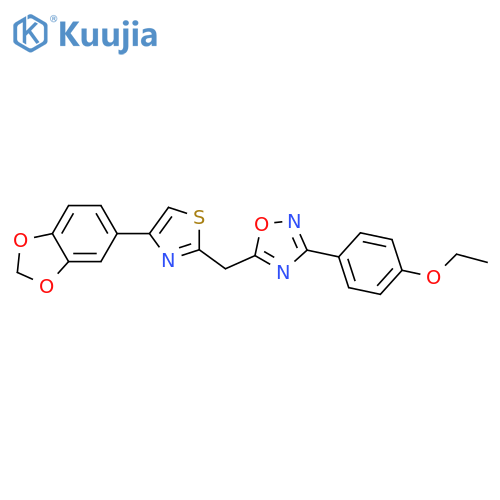5-{[4-(2H-1,3-benzodioxol-5-yl)-1,3-thiazol-2-yl]methyl}-3-(4-ethoxyphenyl)-1,2,4-oxadiazole structure