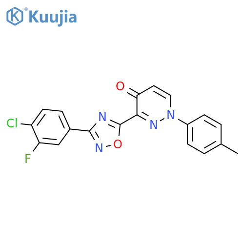 3-[3-(4-chloro-3-fluorophenyl)-1,2,4-oxadiazol-5-yl]-1-(4-methylphenyl)-1,4-dihydropyridazin-4-one structure