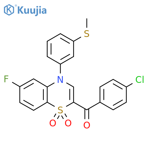 2-(4-chlorobenzoyl)-6-fluoro-4-[3-(methylsulfanyl)phenyl]-4H-1lambda6,4-benzothiazine-1,1-dione structure