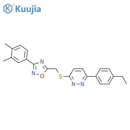 3-({[3-(3,4-dimethylphenyl)-1,2,4-oxadiazol-5-yl]methyl}sulfanyl)-6-(4-ethylphenyl)pyridazine structure