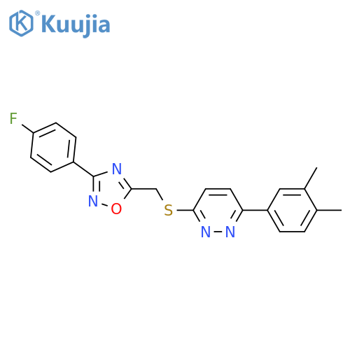 3-(3,4-dimethylphenyl)-6-({[3-(4-fluorophenyl)-1,2,4-oxadiazol-5-yl]methyl}sulfanyl)pyridazine structure