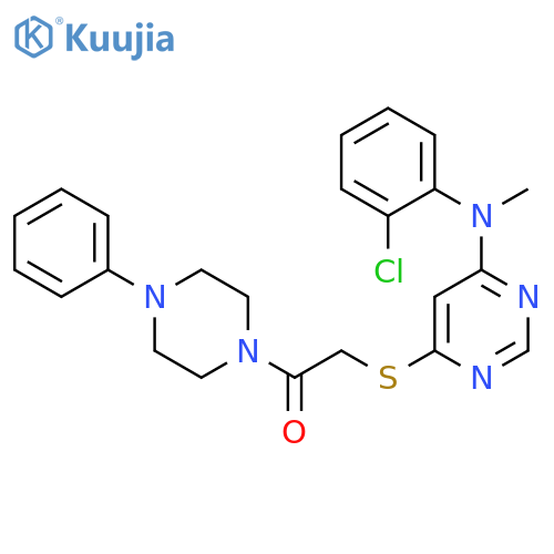 2-[(6-{[(2-chlorophenyl)methyl]amino}pyrimidin-4-yl)sulfanyl]-1-(4-phenylpiperazin-1-yl)ethan-1-one structure