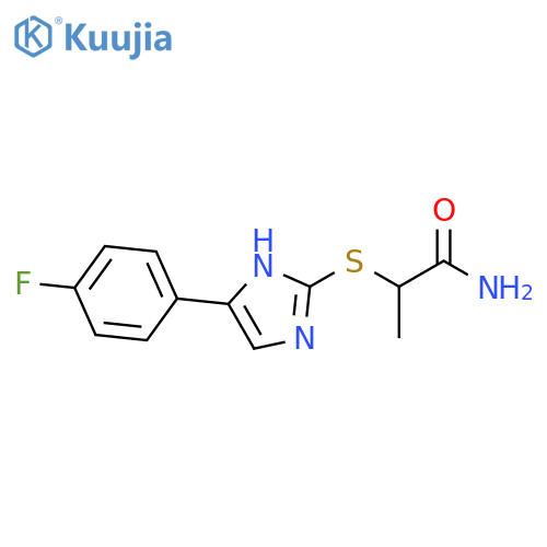 2-{5-(4-fluorophenyl)-1H-imidazol-2-ylsulfanyl}propanamide structure