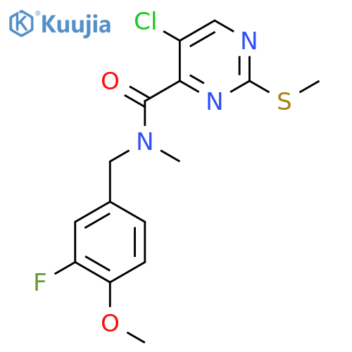 5-chloro-N-[(3-fluoro-4-methoxyphenyl)methyl]-N-methyl-2-(methylsulfanyl)pyrimidine-4-carboxamide structure