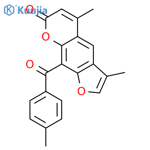 7H-Furo[3,2-g][1]benzopyran-7-one, 3,5-dimethyl-9-(4-methylbenzoyl)- structure