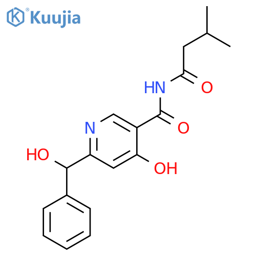 4-hydroxy-6-(hydroxy(phenyl)methyl)-N-(3-methylbutyryl)nicotinamide structure