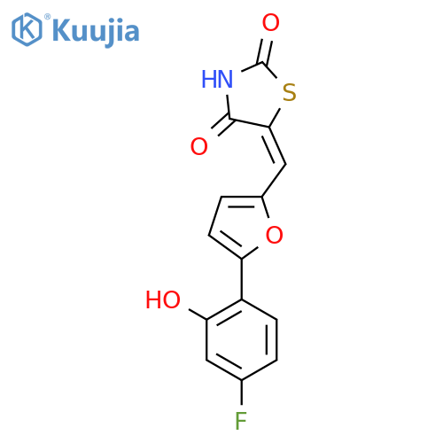 5-((5-(4-Fluoro-2-hydroxyphenyl)furan-2-yl)methylene)thiazolidine-2,4-dione structure
