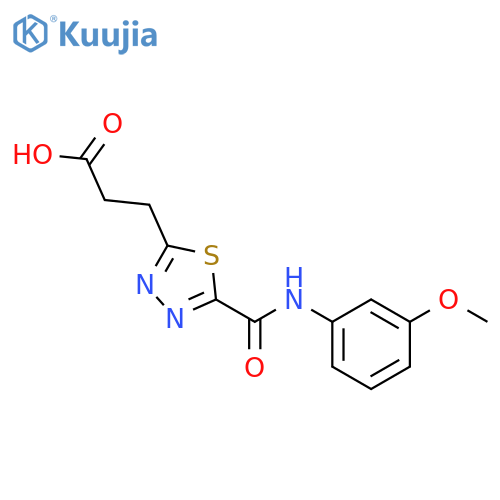 3-(5-{(3-Methoxyphenyl)aminocarbonyl}-1,3,4-thiadiazol-2-yl)propanoic acid structure