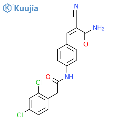 2-Cyano-3-{4-[2-(2,4-dichlorophenyl)acetamido]phenyl}prop-2-enamide structure
