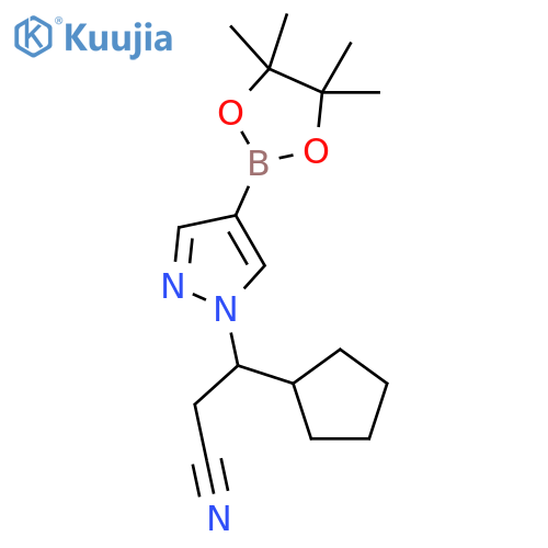 3-cyclopentyl-3-[4-(4,4,5,5-tetramethyl-1,3,2-dioxaborolan-2-yl)-1H-pyrazol-1-yl]propanenitrile structure