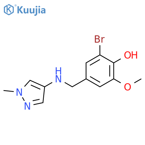 Phenol, 2-bromo-6-methoxy-4-[[(1-methyl-1H-pyrazol-4-yl)amino]methyl]- structure