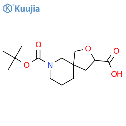 9-tert-butoxycarbonyl-2-oxa-9-azaspiro[4.5]decane-3-carboxylic acid structure