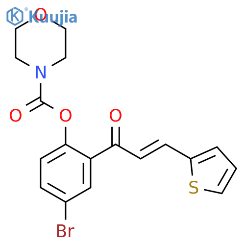 4-bromo-2-(2E)-3-(thiophen-2-yl)prop-2-enoylphenyl morpholine-4-carboxylate structure