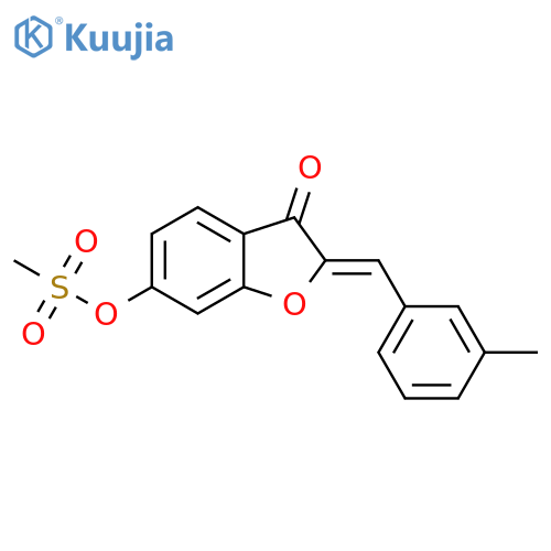 (2Z)-2-[(3-methylphenyl)methylidene]-3-oxo-2,3-dihydro-1-benzofuran-6-yl methanesulfonate structure