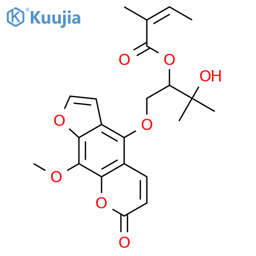 2-Butenoic acid,2-methyl-,(1S)-2-hydroxy-1-[[(9-methoxy-7-oxo-7H-furo[3,2-g][1]benzopyran-4-yl)oxy]methyl]-2-methylpropylester, (2Z)- structure