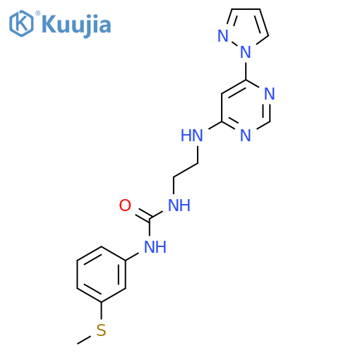 1-3-(methylsulfanyl)phenyl-3-(2-{6-(1H-pyrazol-1-yl)pyrimidin-4-ylamino}ethyl)urea structure