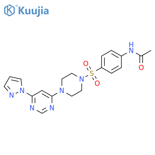 N-[4-({4-[6-(1H-pyrazol-1-yl)pyrimidin-4-yl]piperazin-1-yl}sulfonyl)phenyl]acetamide structure