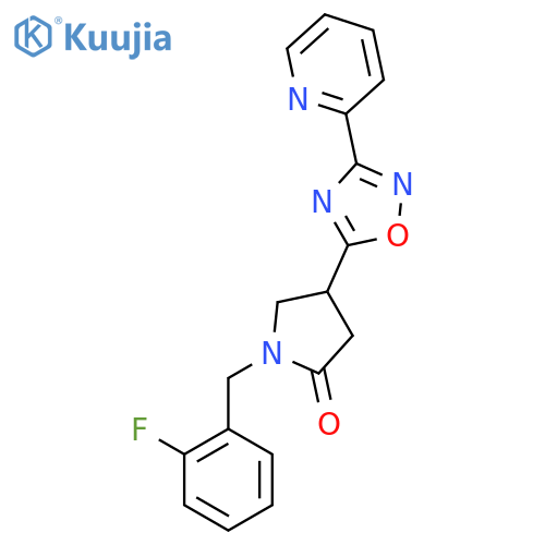 1-(2-fluorophenyl)methyl-4-3-(pyridin-2-yl)-1,2,4-oxadiazol-5-ylpyrrolidin-2-one structure