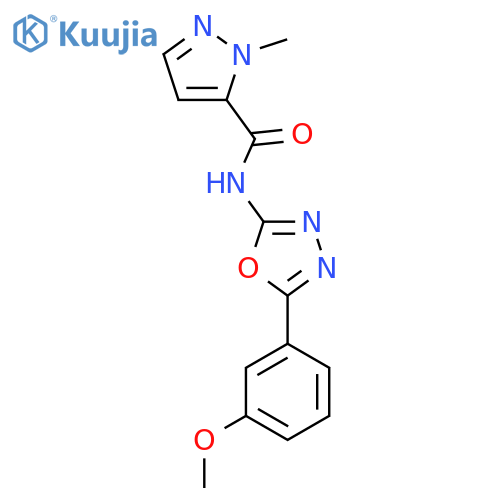 N-[5-(3-methoxyphenyl)-1,3,4-oxadiazol-2-yl]-1-methyl-1H-pyrazole-5-carboxamide structure